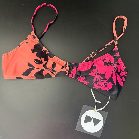 Perfect Moment Other - Perfect Vacation Floral Bikini Top Pink Orange Black XS NWT